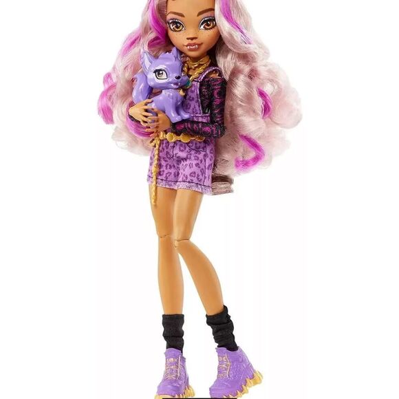 Monster High Doll Clawdeen Wolf Pet Dog Crescent Purple Streaked Hair NEW - Picture 4 of 12